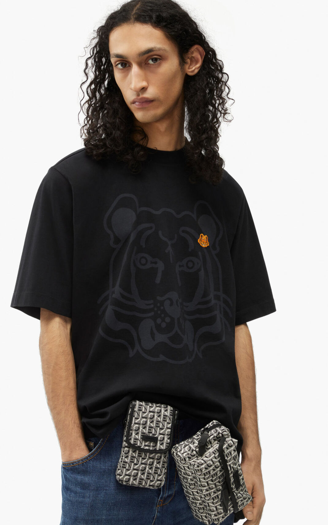 Kenzo K Tiger oversized Moška Majice Črna SI-9338157